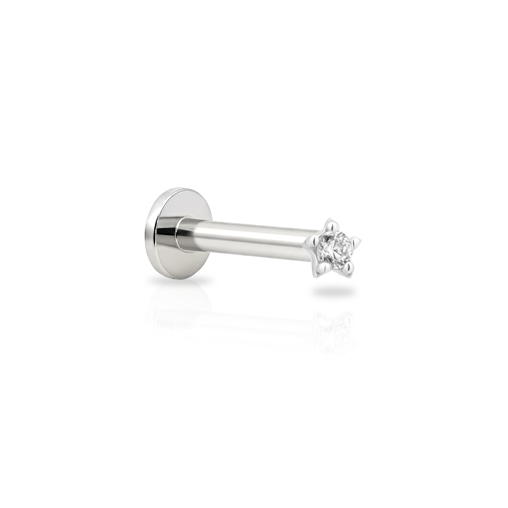 14kt White Gold Flatback - Star Crystal