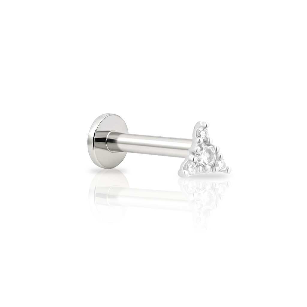 14kt White Gold Flatback - Jewelled Triangle
