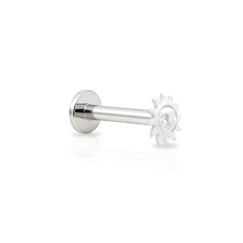 14kt White Gold Flatback - Sun