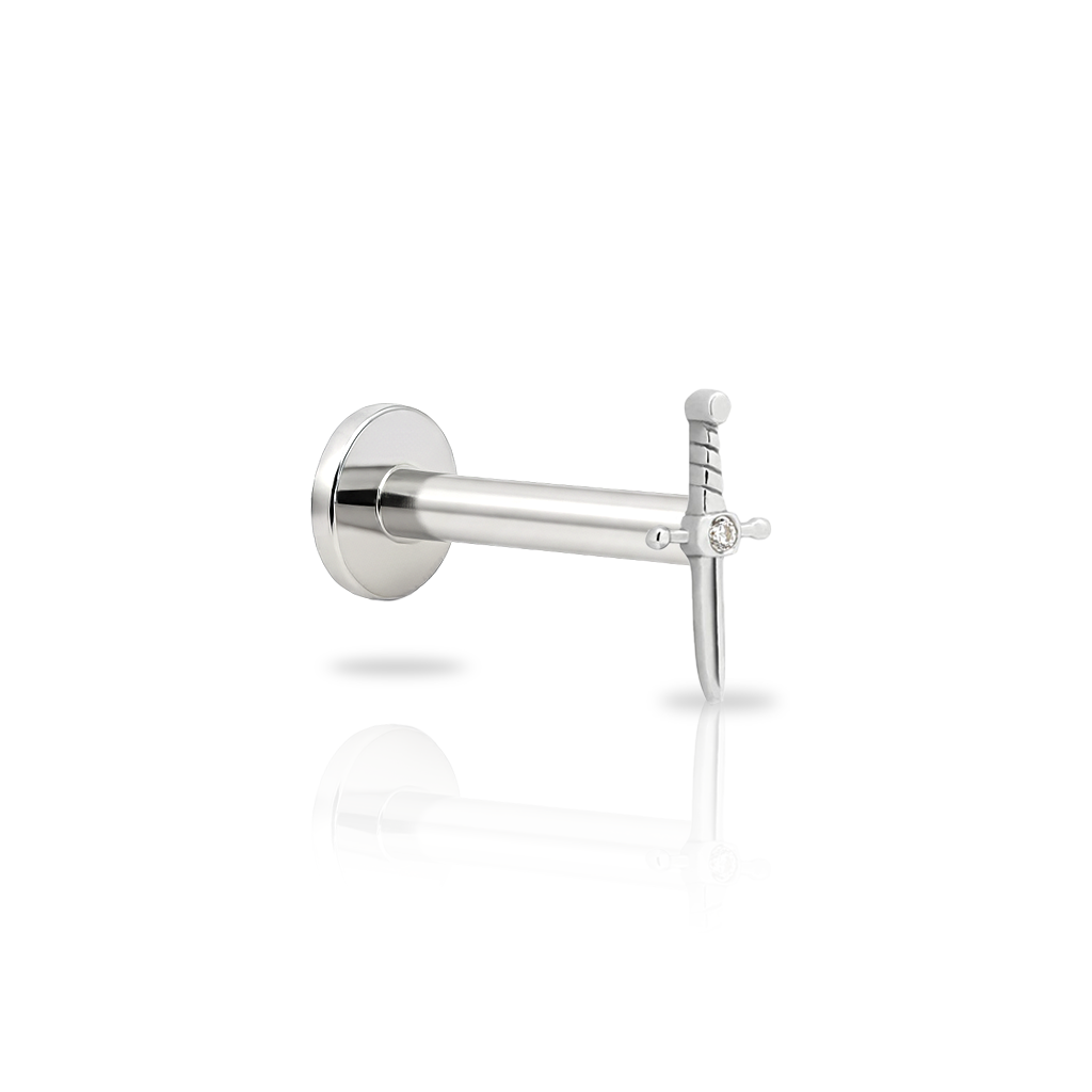 14kt White Gold Flatback - Jewel Sword