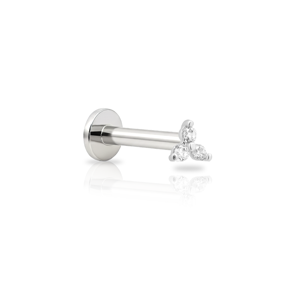 14kt White Gold Flatback - Trio Mini