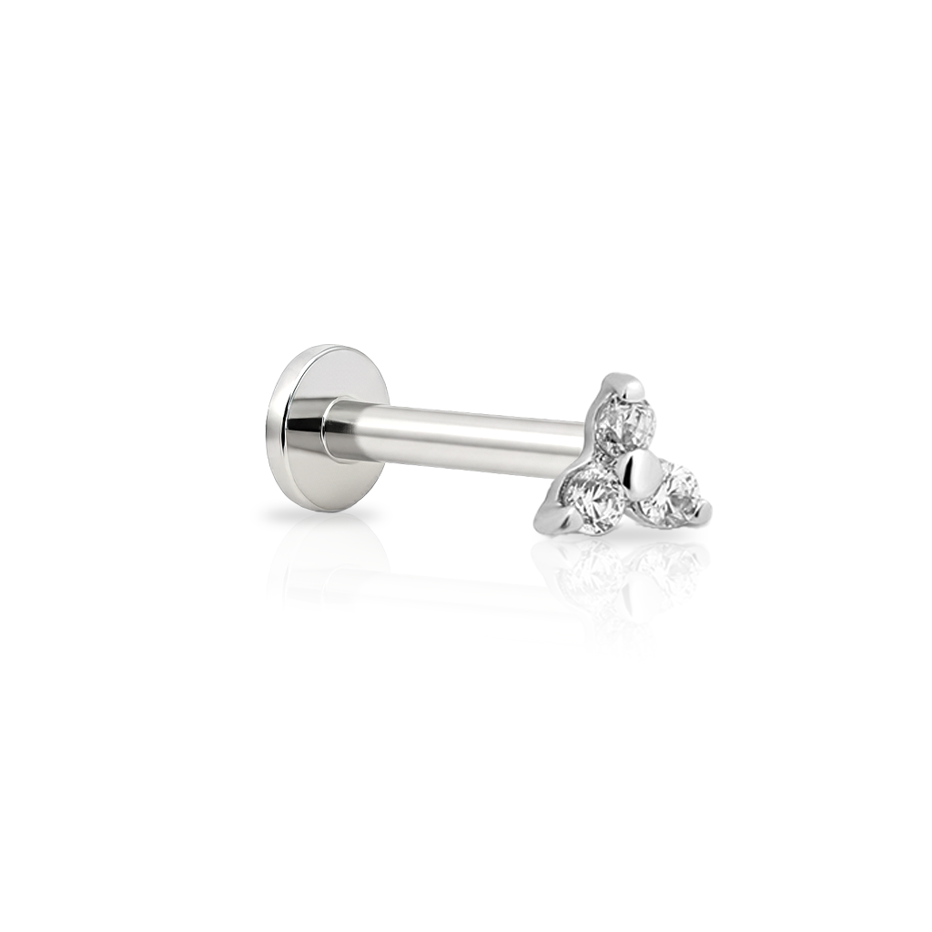 14kt White Gold Flatback - Trio Crystal
