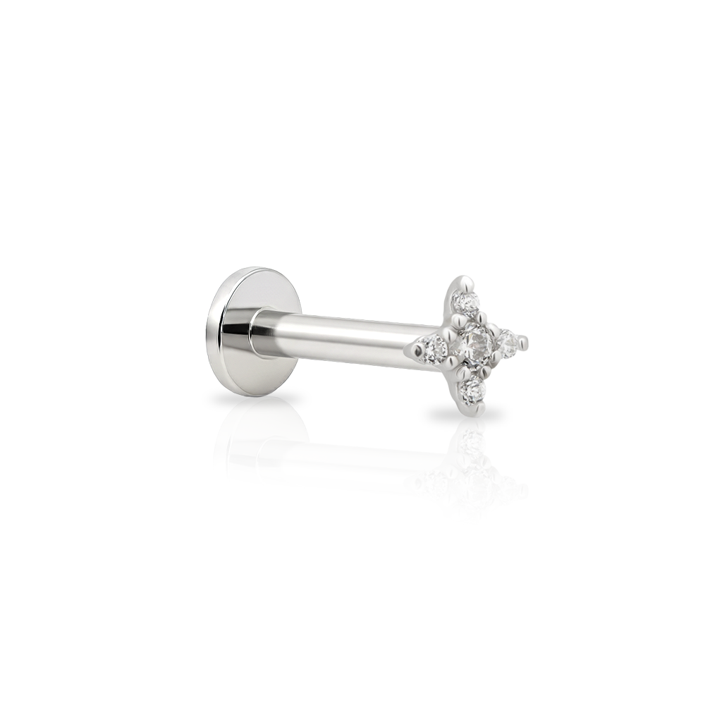 14kt White Gold Flatback - Twinkle Star
