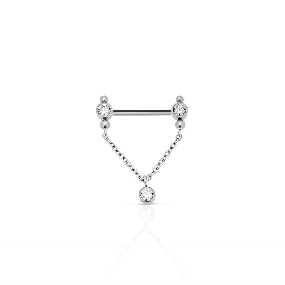 Cluster with Crystal chain nipple bar