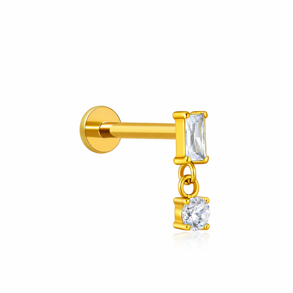 18k V-Gold Rectangle Dangle Flatback