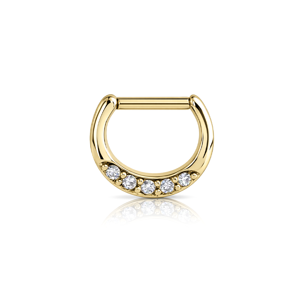 Zircon Gold Jewelled Hinged Ring