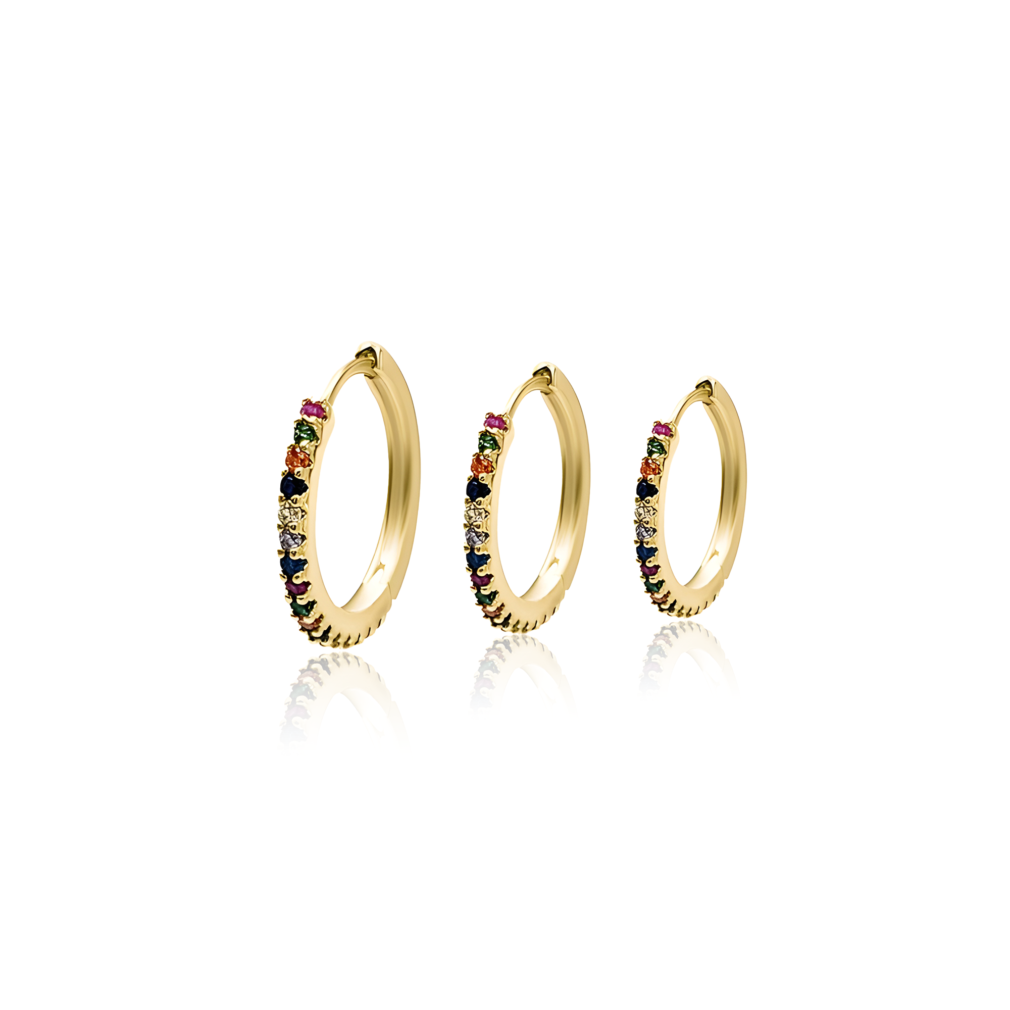 Curated Ear Stack - Mixed Colour Crystal Hoops in Small | Medium | Large