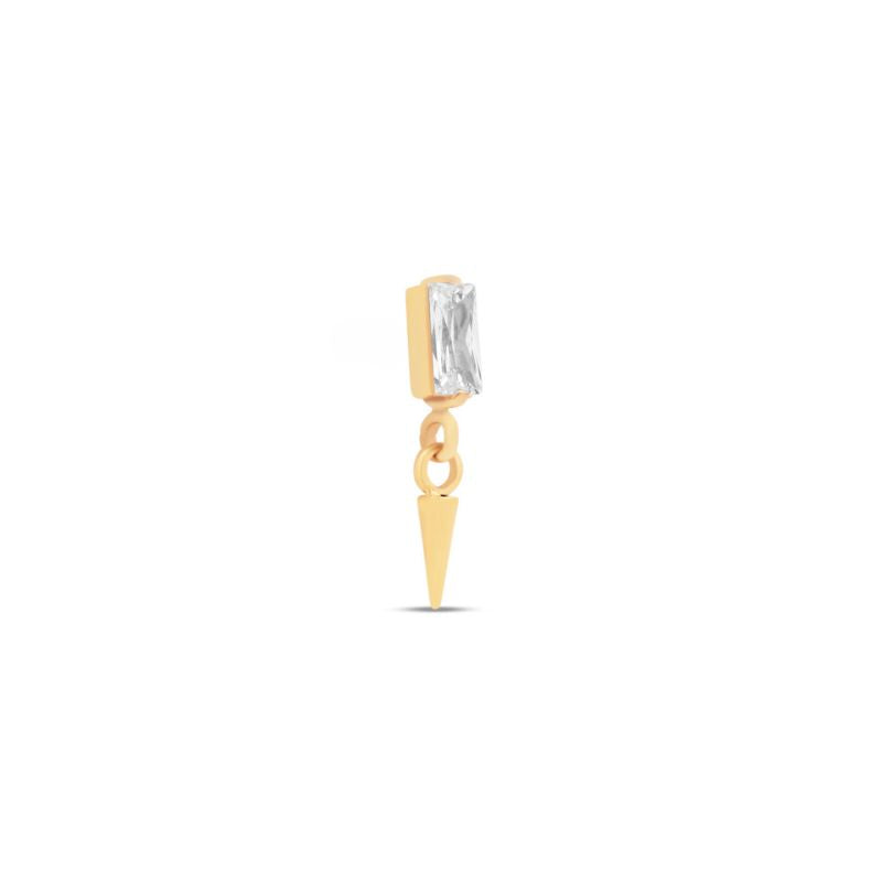 18k V-Gold Baguette With Dangle Spike Flatback