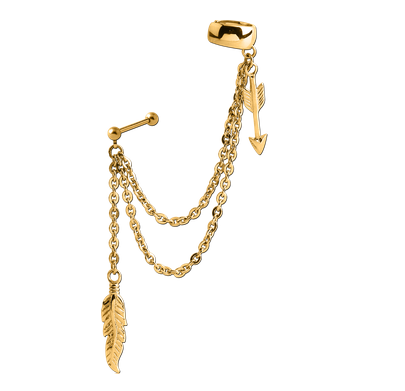 V-Gold Ear Cuff Feather & Arrow
