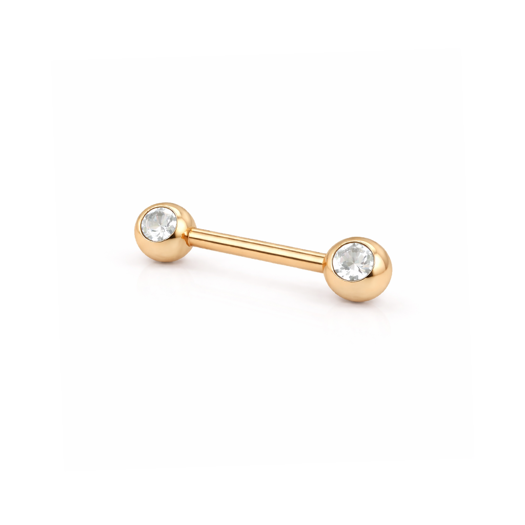 V-Gold Jewelled Nipple Bar