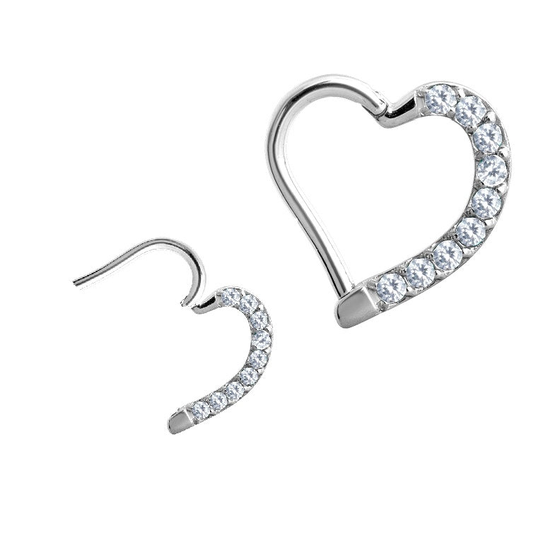 Hinged Heart with Gems - Left