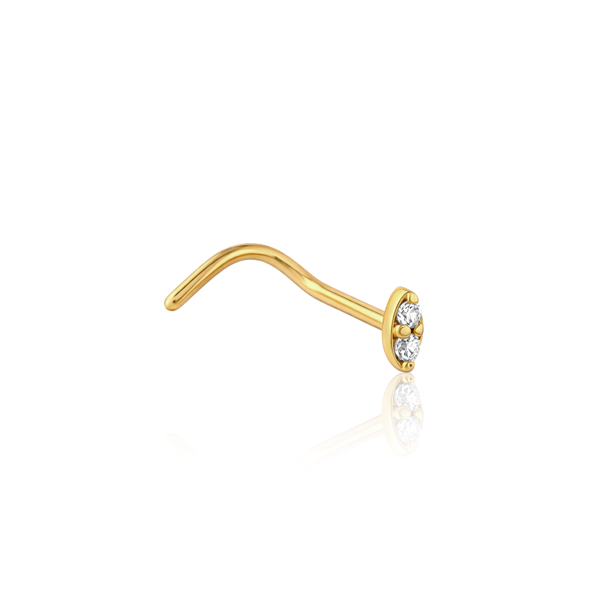 V-Gold Jewelled Oval Nose Stud