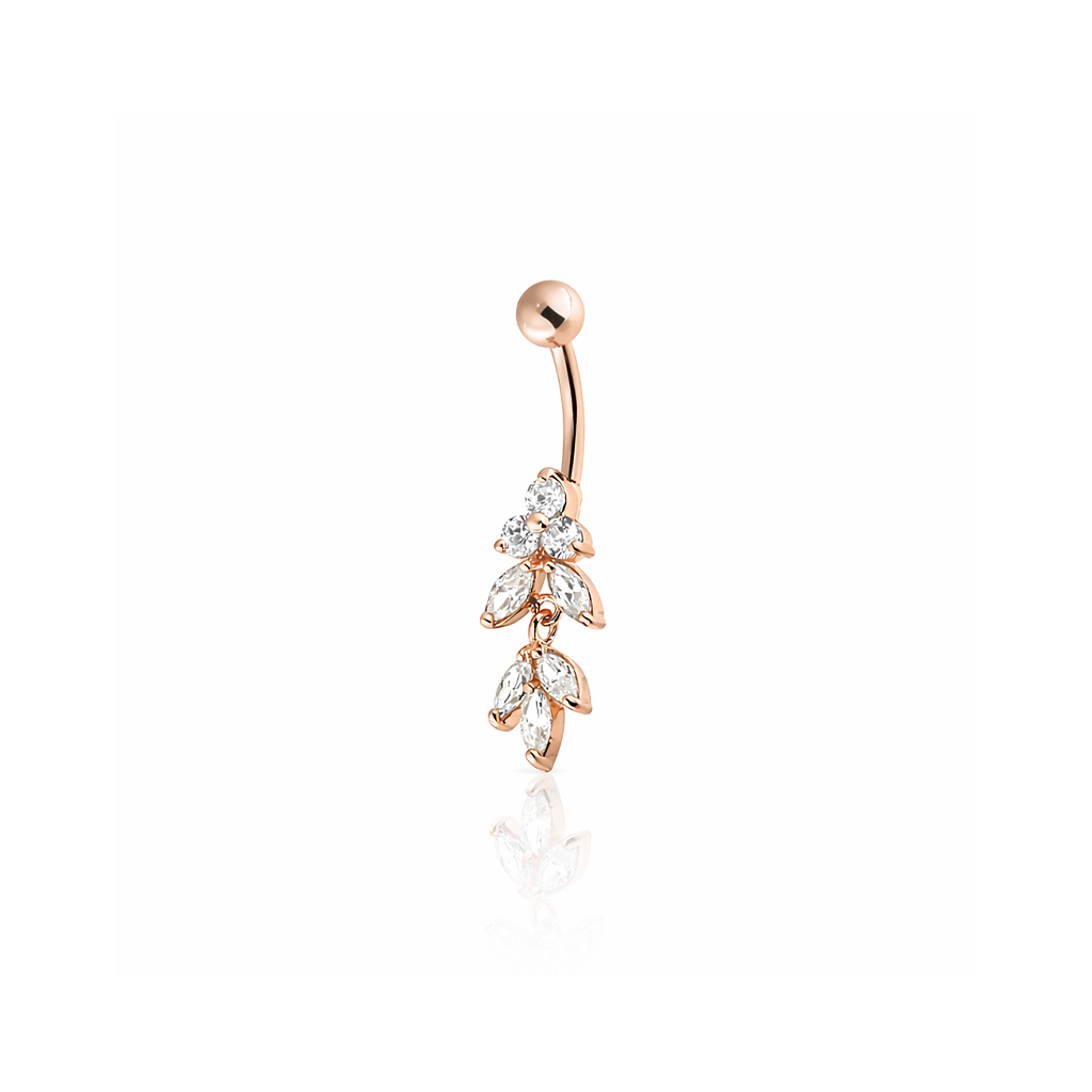 Rose Gold Shiny Leaf Navel Bar