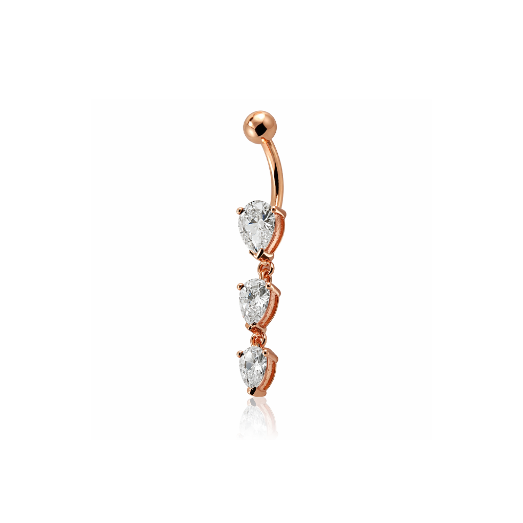 Rose Gold 3 Tear Navel Bar