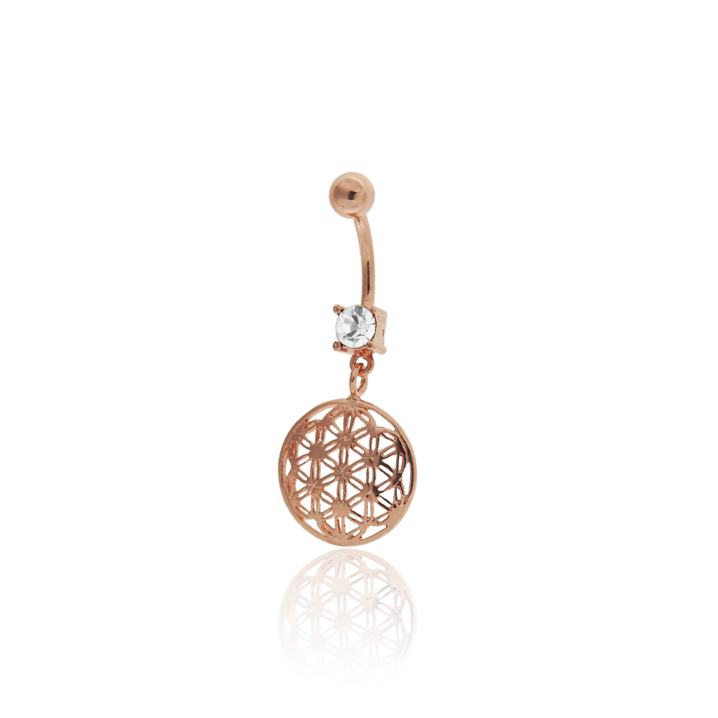 Rose Gold Pendant Navel Bar