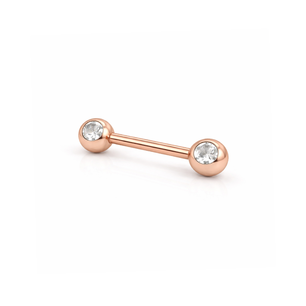Rose Gold Jewelled Nipple Bar