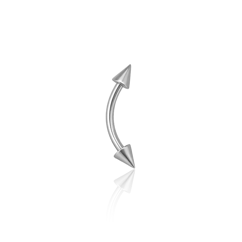 Surgical Steel External Thread Curved Barbell with Spikes