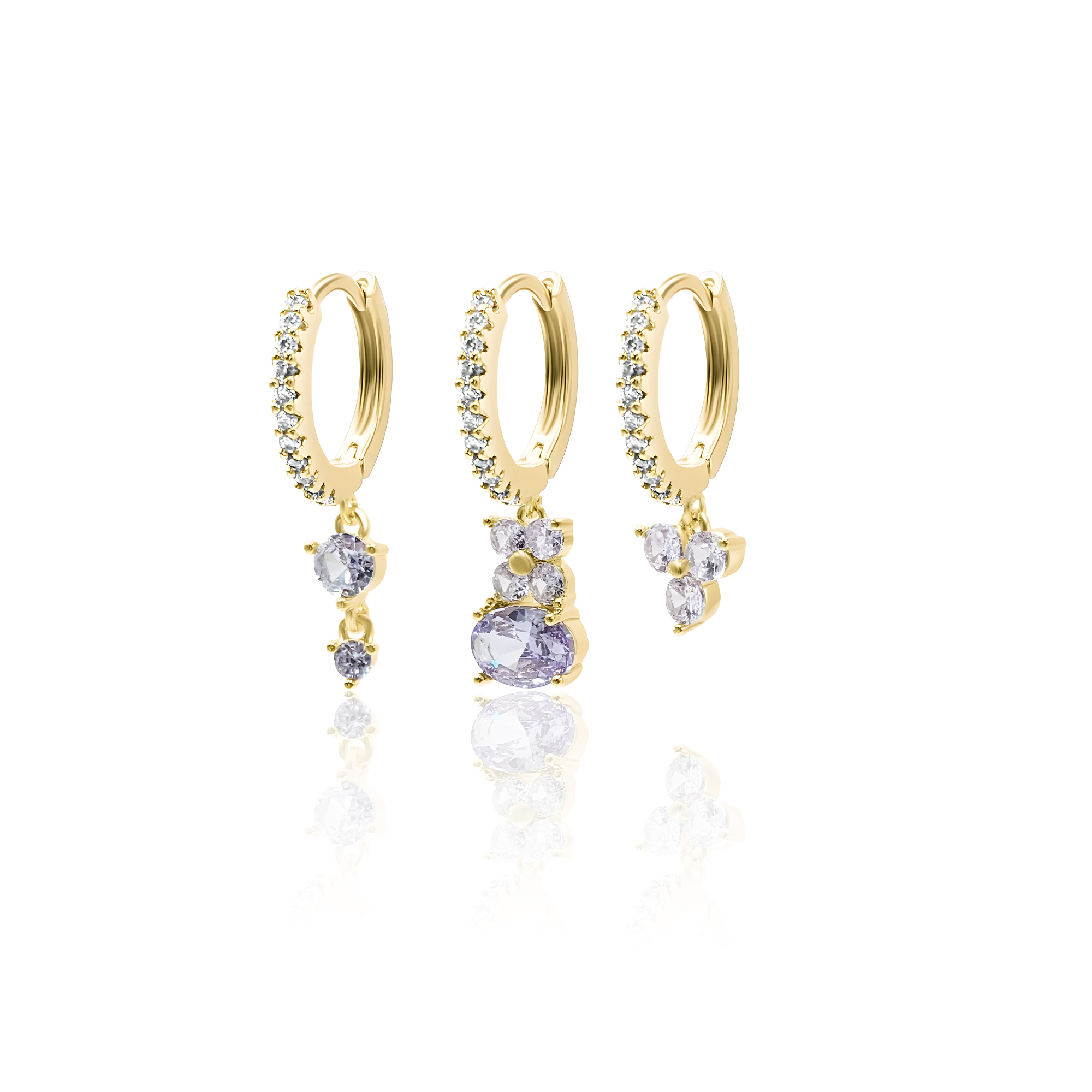 Curated Ear Stack - Trio | Duo Dangle | 4 Petal Stone