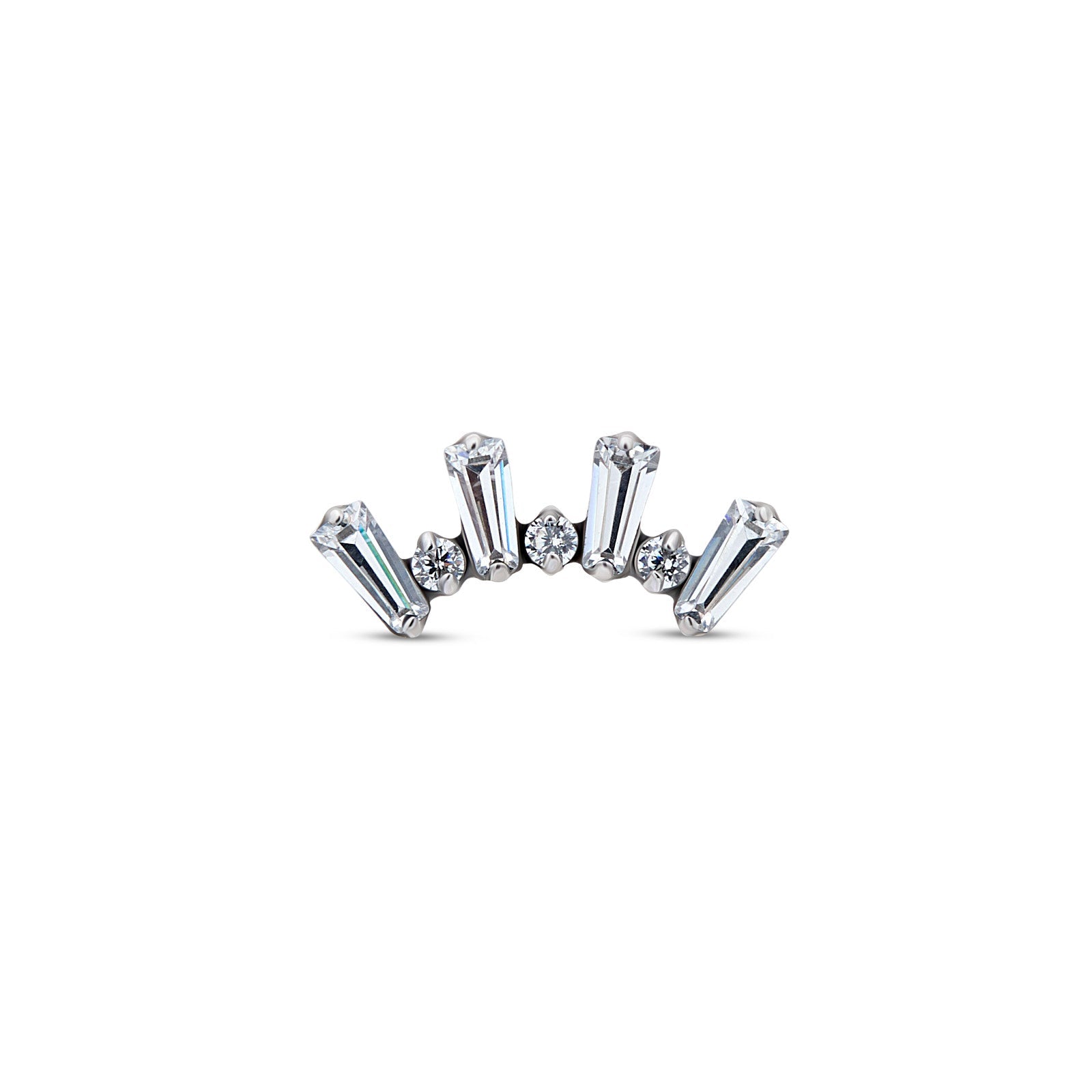 Baguette and Round Stones Crown Flatback