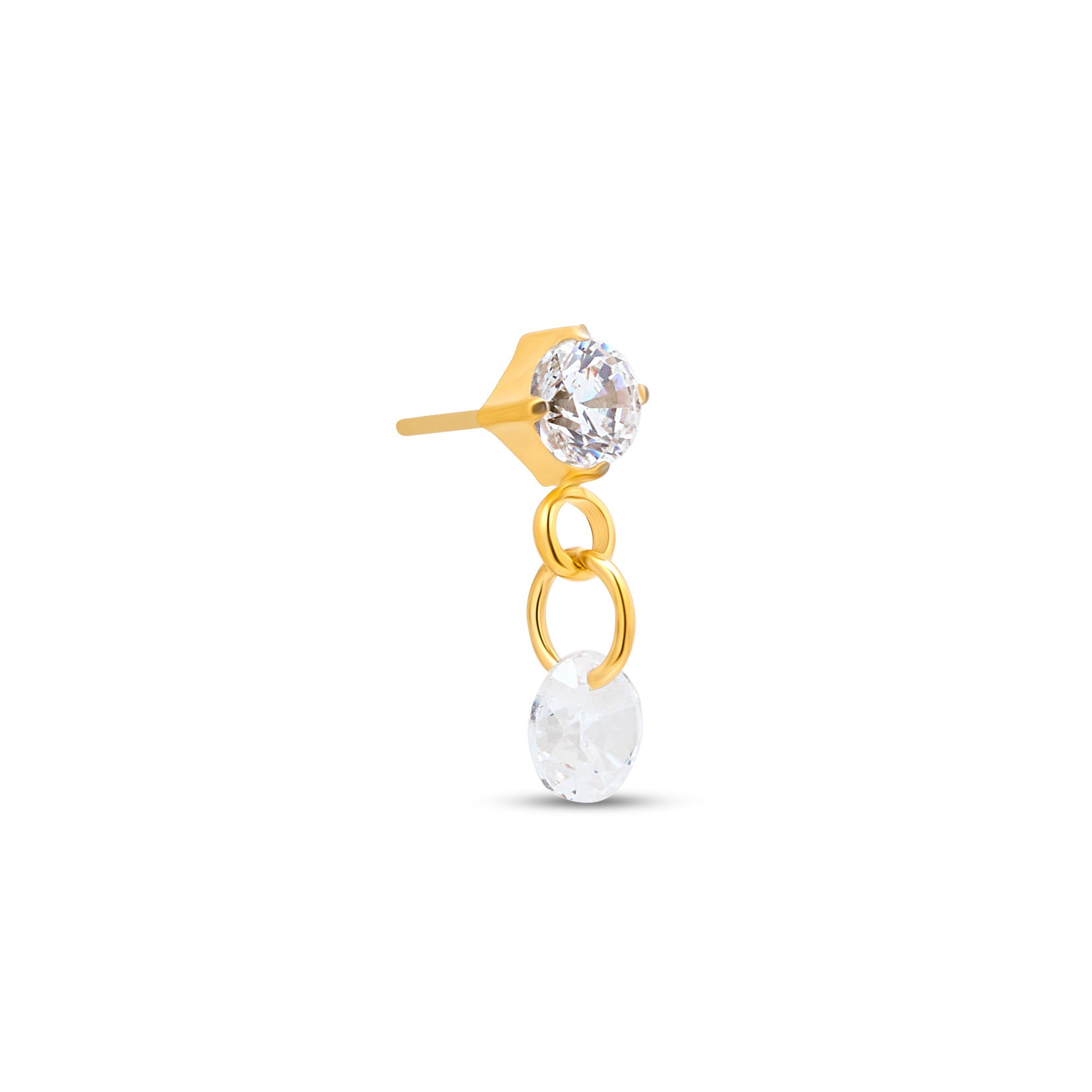 18k V-Gold Jewelled Dangle Prong Crystal Flatback