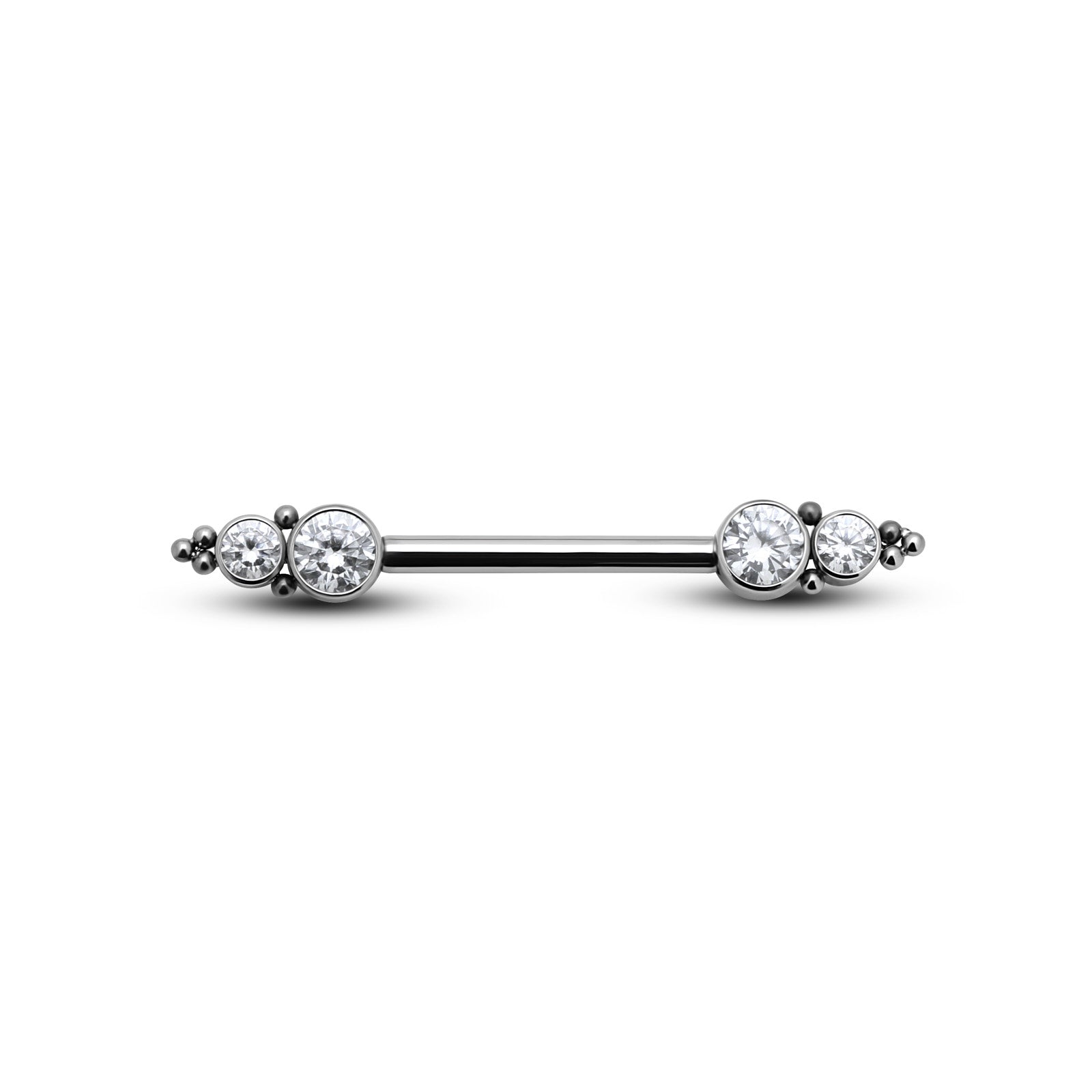 Double jewelled with beads nipple bar