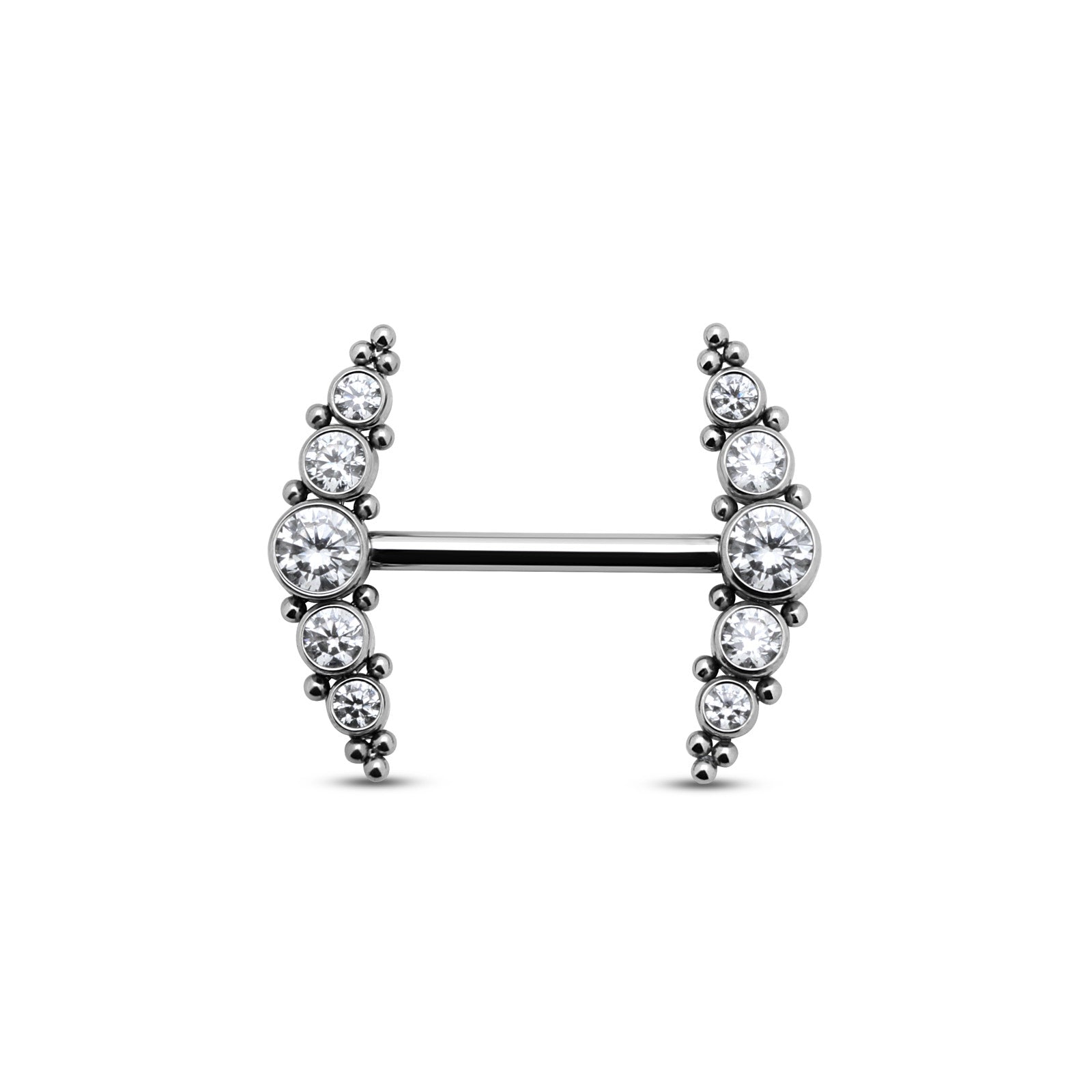 Crystals and beads Curved Nipple Bar