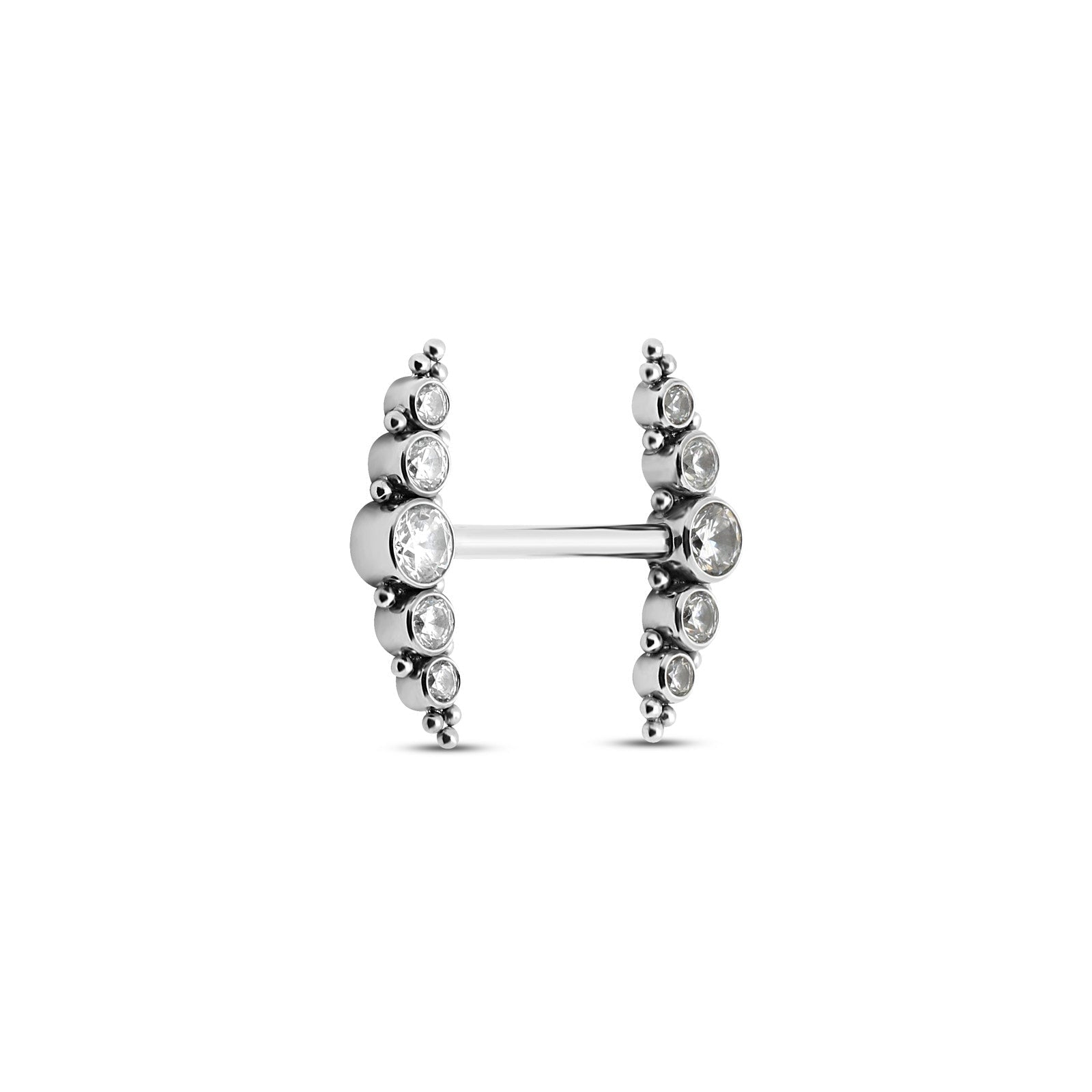 Crystals and beads Curved Nipple Bar