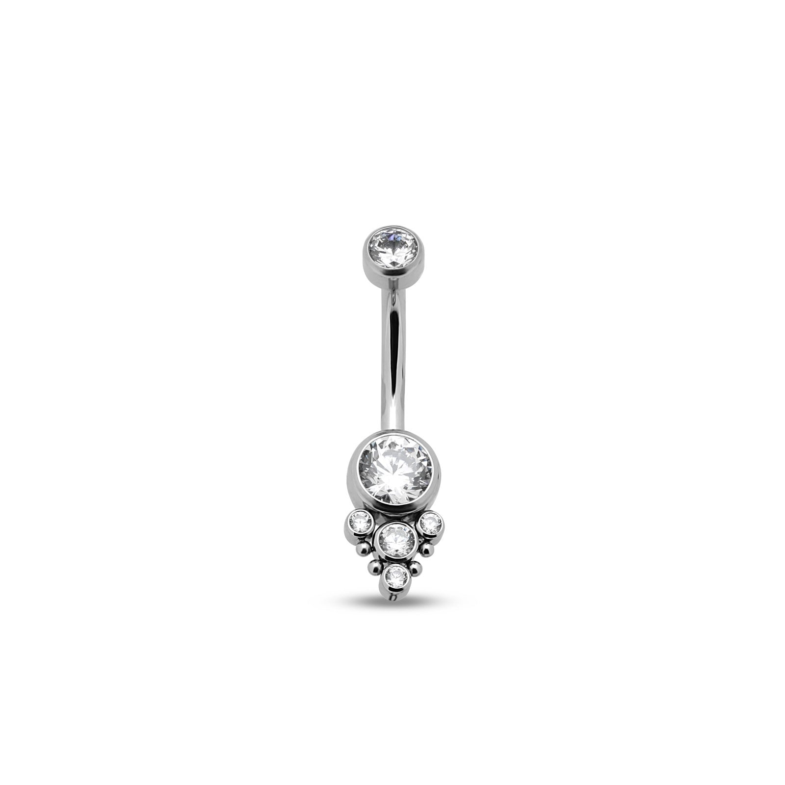 Jewelled Triangle Cluster Navel Bar