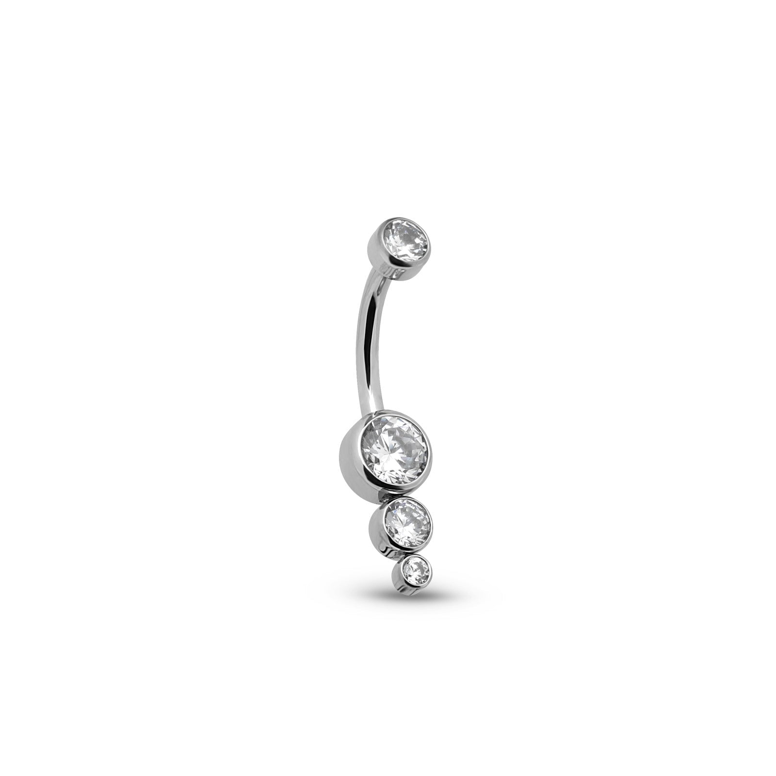 Jewelled 3 Stone Round Cluster Navel Bar