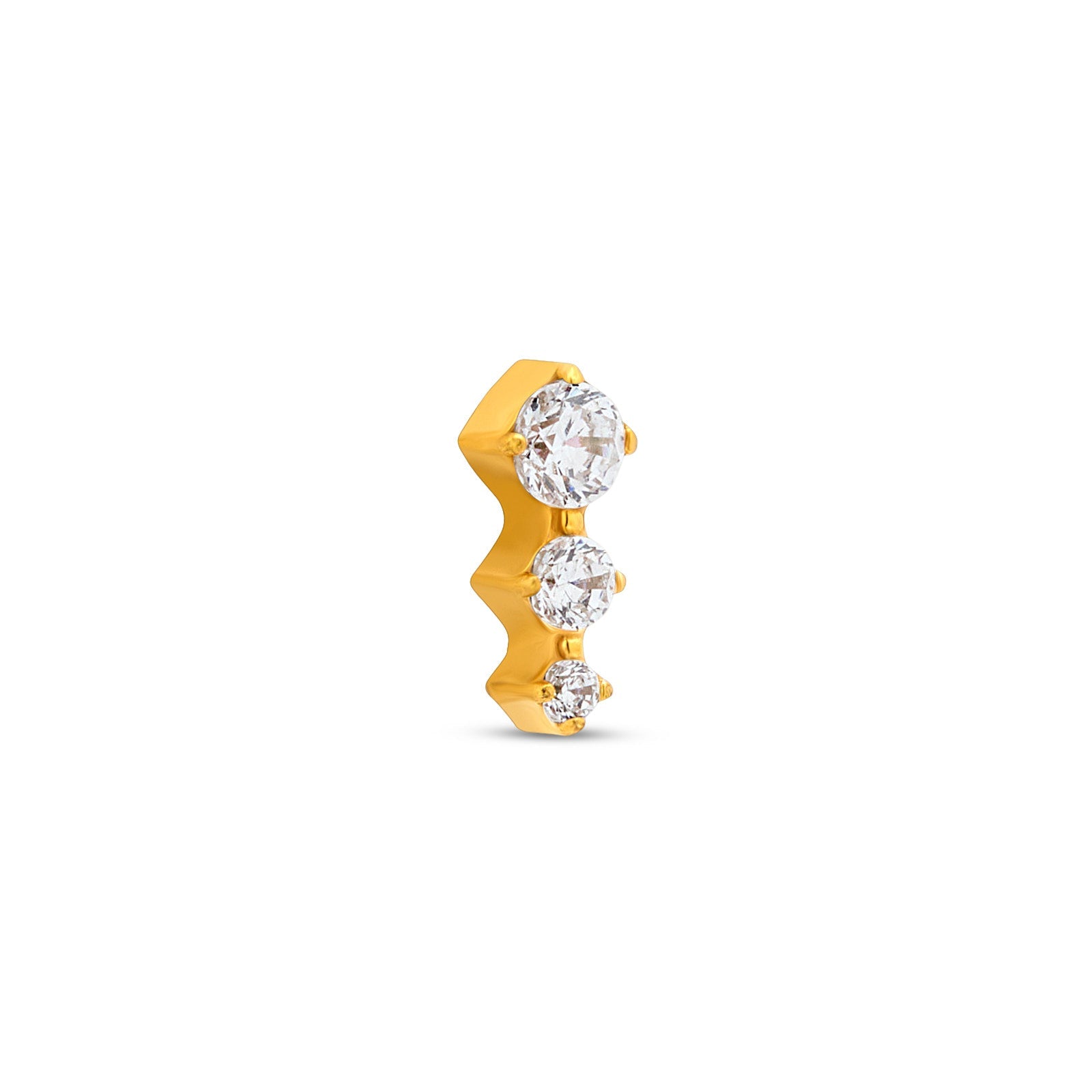 18k V-Gold Round 3 Stones Flatback
