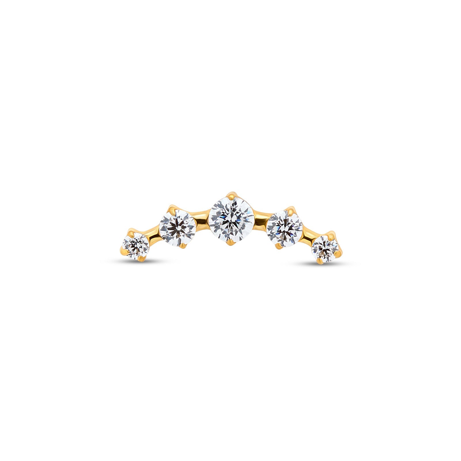 18k V-Gold 5 Stone Curved Tiara Flatback