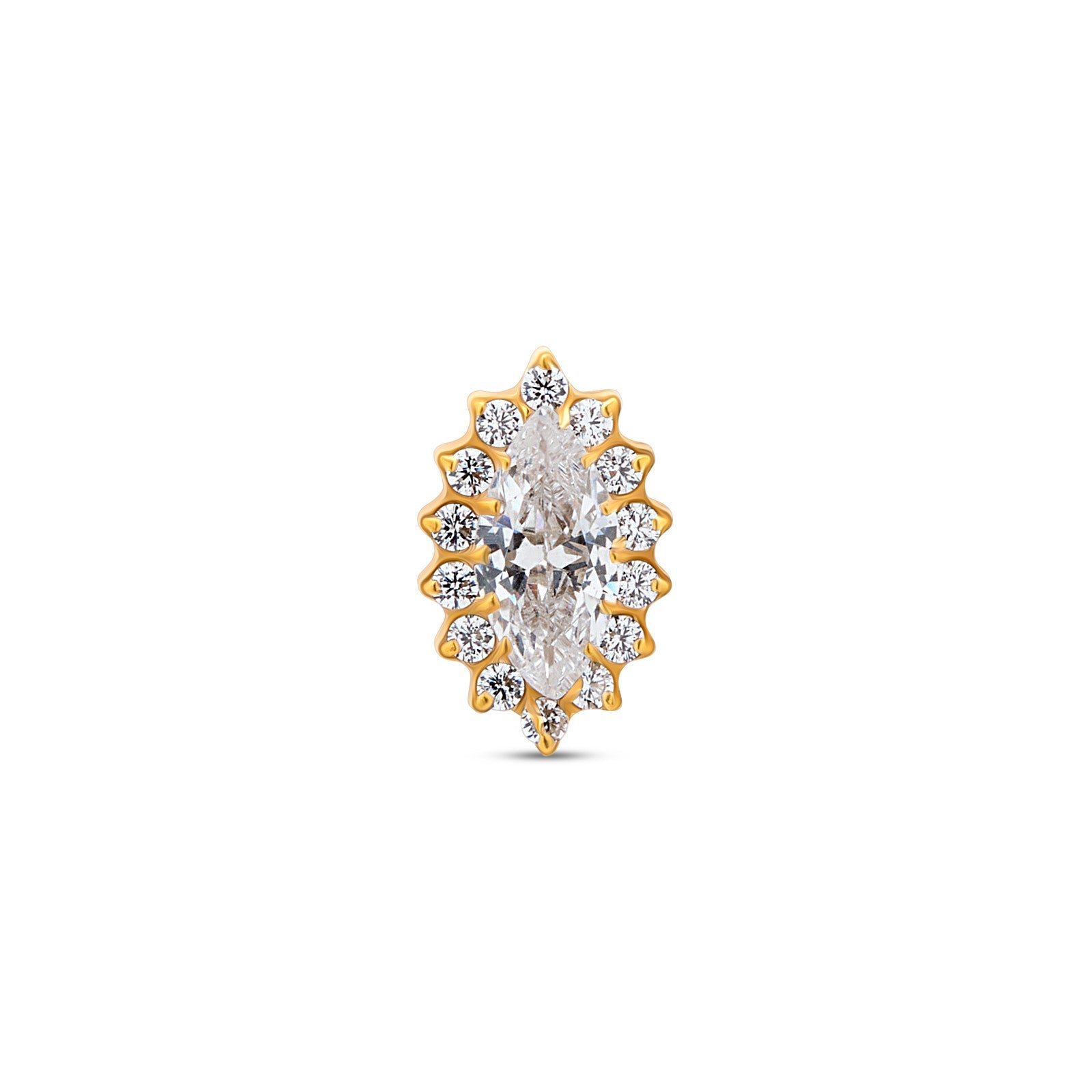 18k V-Gold Marquise Flower Flatback