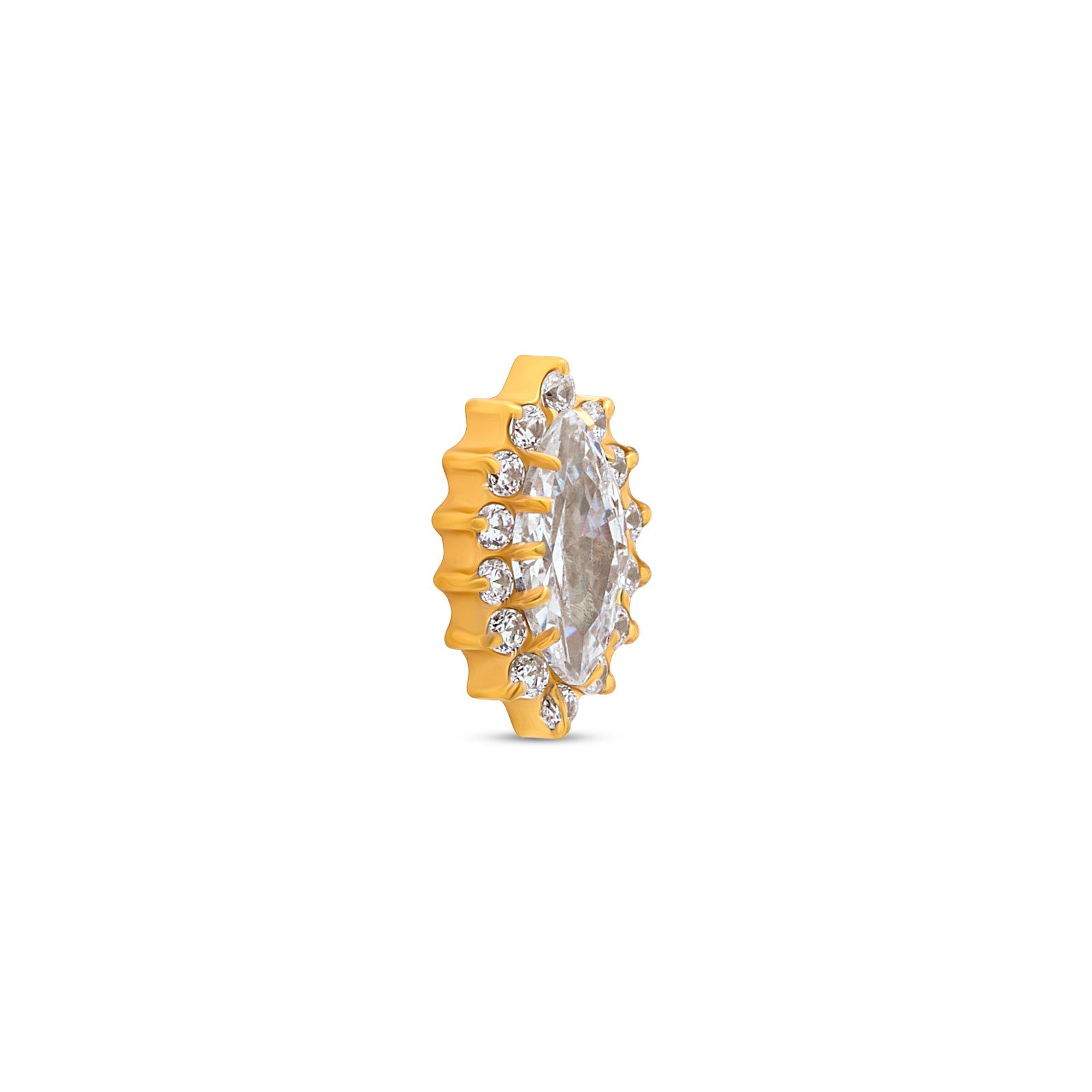 18k V-Gold Marquise Flower Flatback
