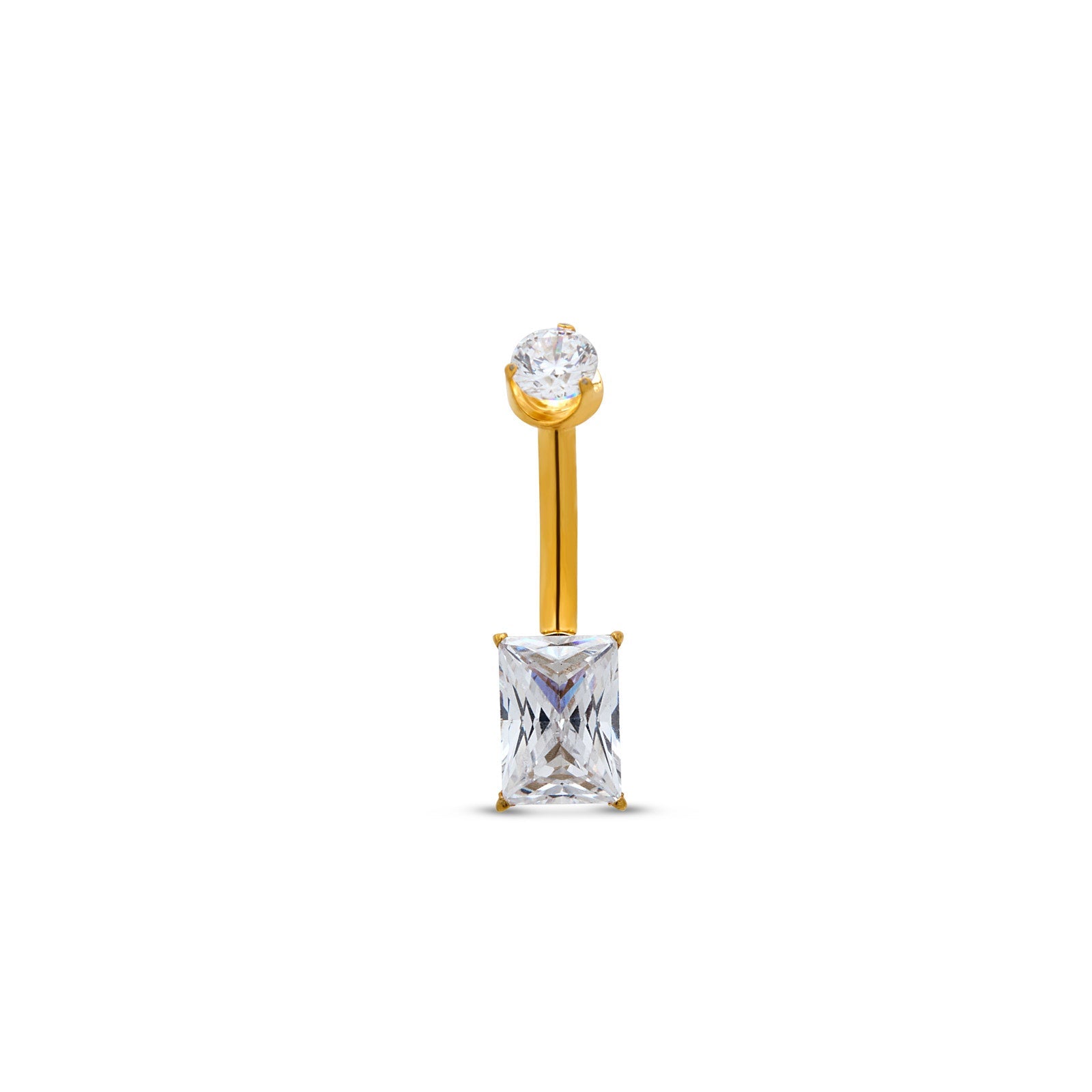 18k V-Gold Square Cut Navel Bar