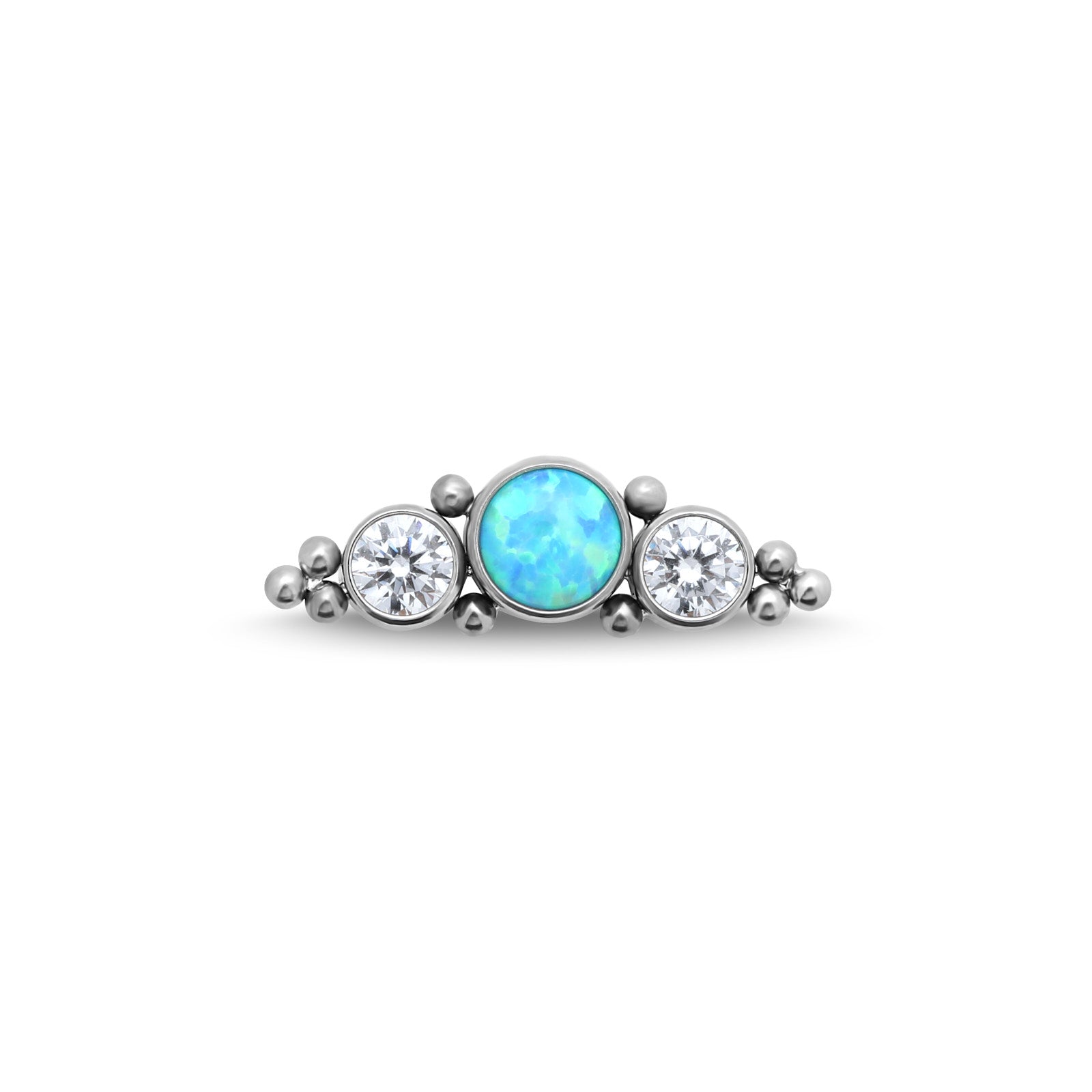 Long 3 Jewel Cluster Crystals And Opal Flatback