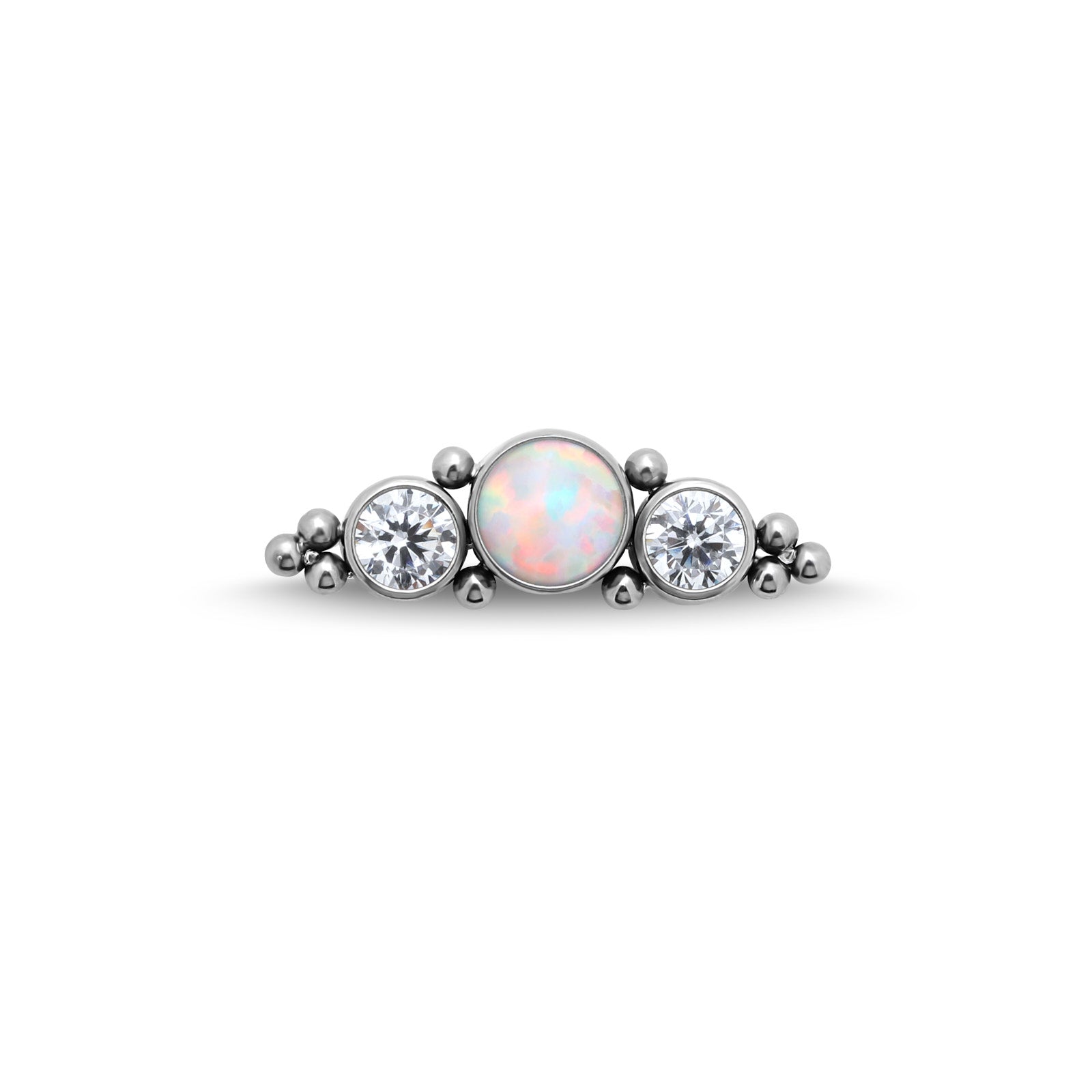 Long 3 Jewel Cluster Crystals And Opal Flatback