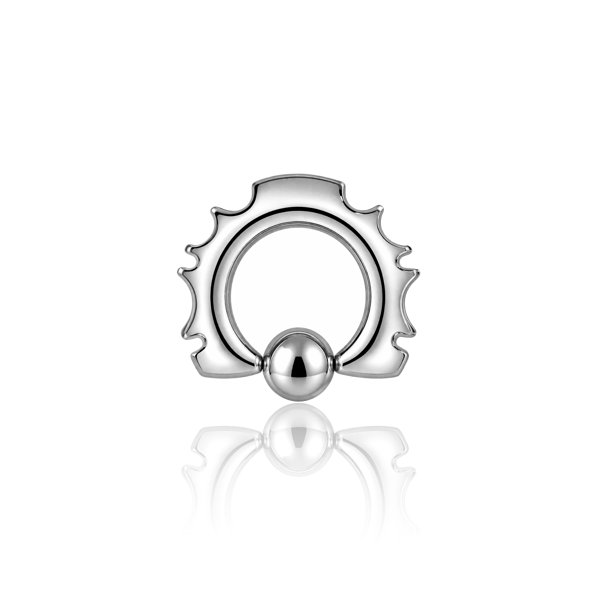 Tribal Cut Captive Bead Ring Full