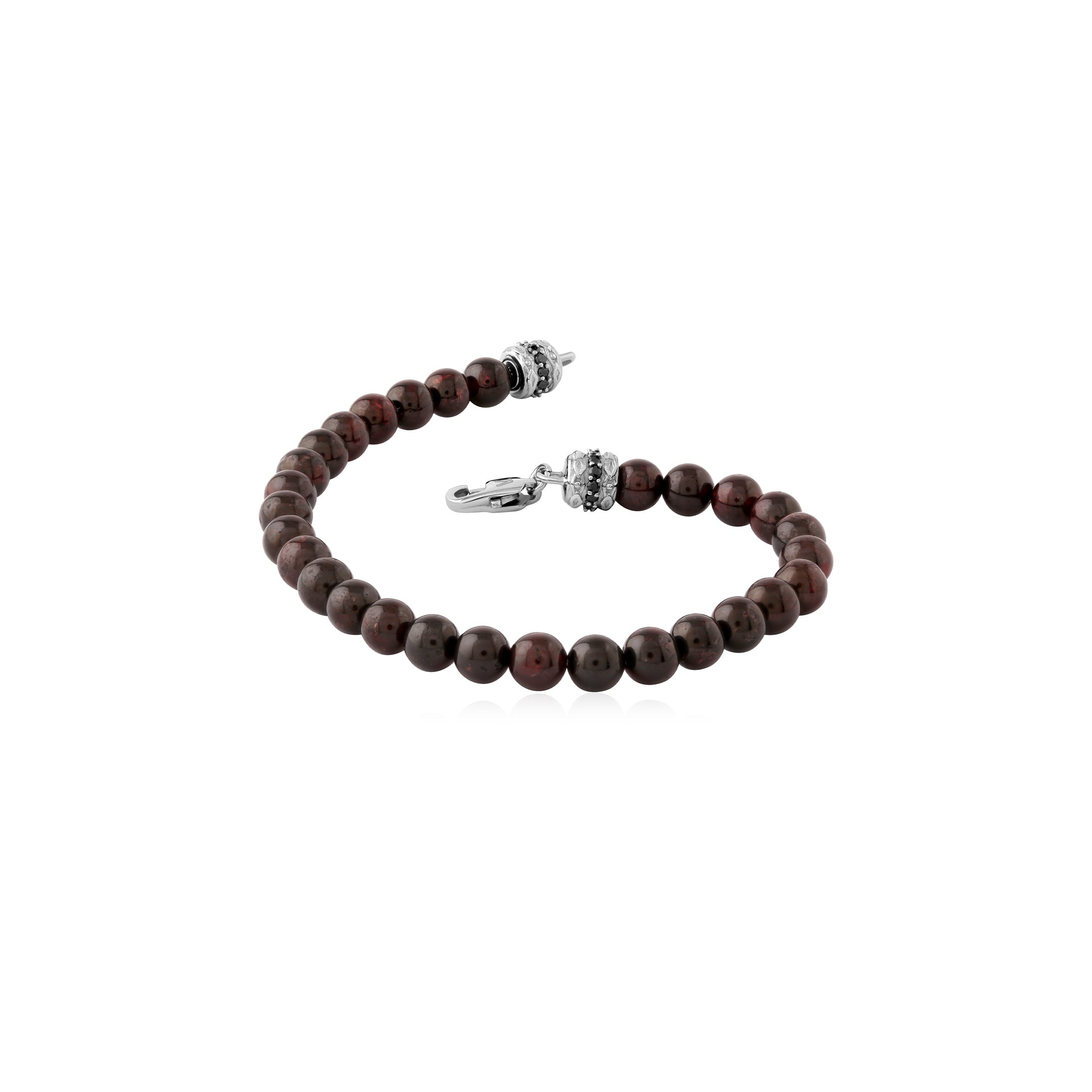 Steel Bracelet Elastic with Brown Stone Beads