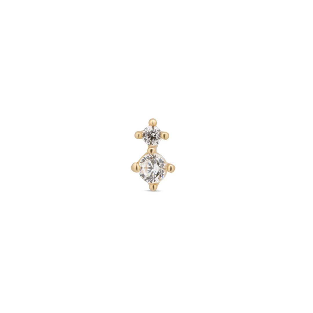 14kt Gold Flatback - 2 Stone Prong Set
