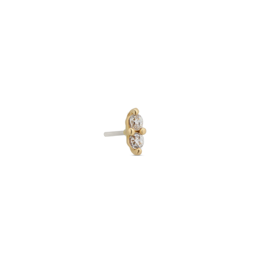 Lab Grown Diamond - 14kt Gold Flatback - 2 Stone Prong Set 1.2mm
