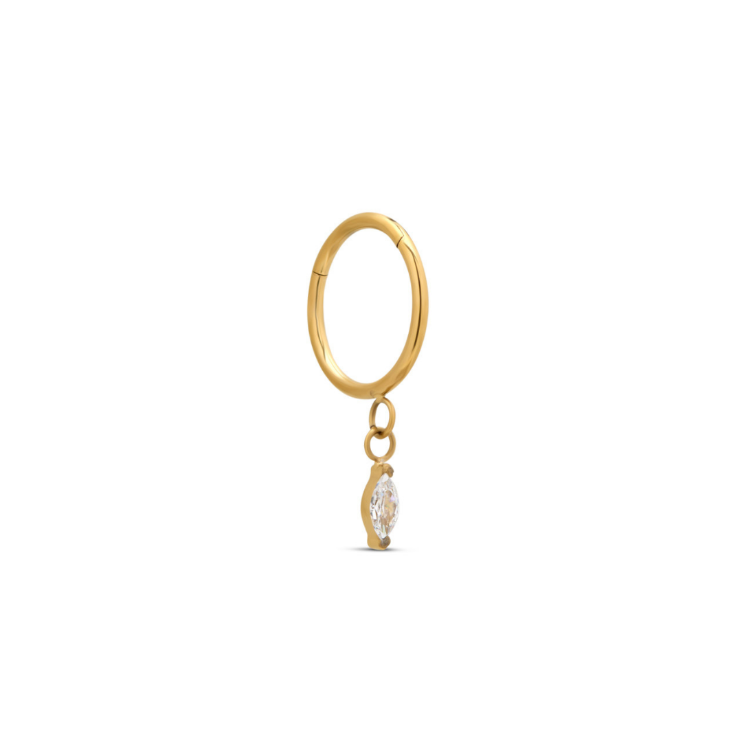 18k V-Gold Hinged Ring w Marquise Dangle