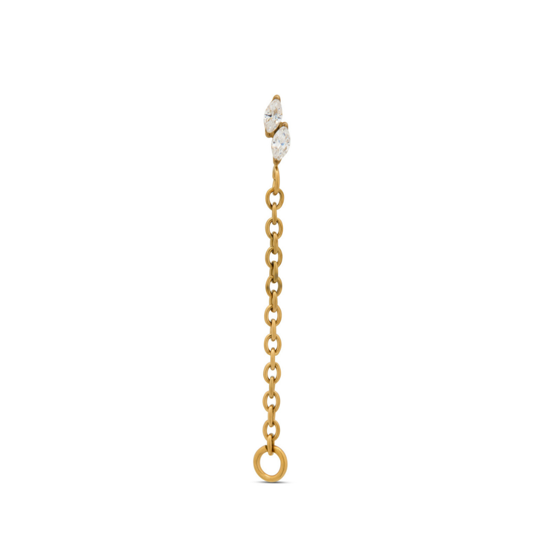 18k V-Gold Duo Marquise with Chain Flatback