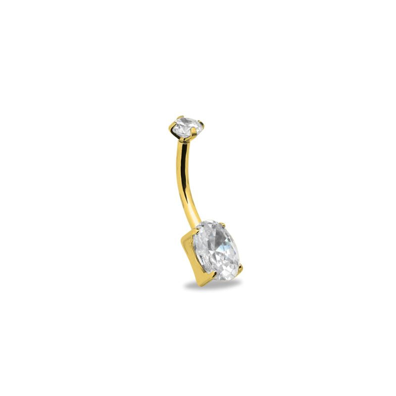 18kt V-Gold Oval Navel Bar