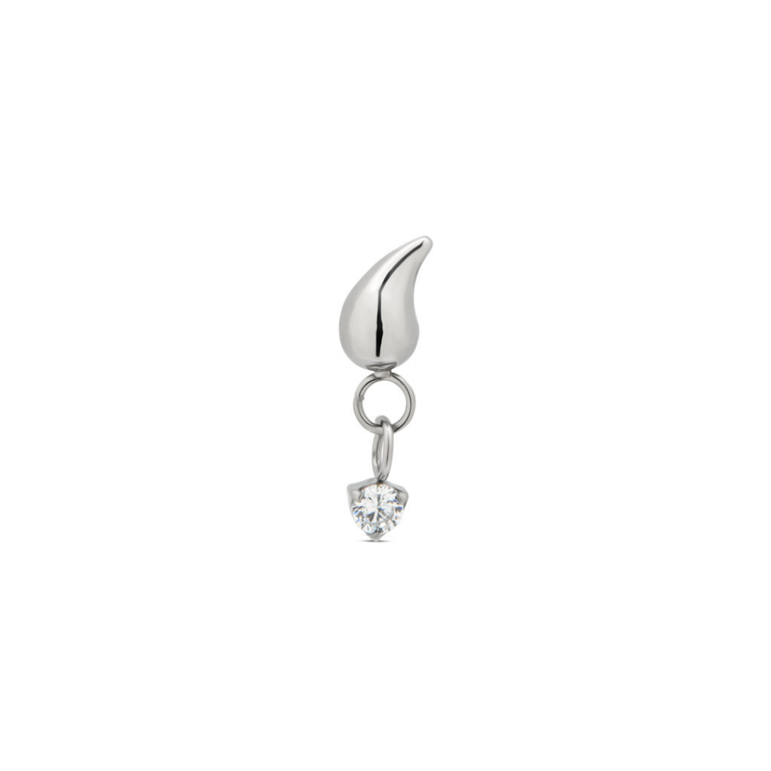 Droplet with dangle CZ Round Stone Flatback