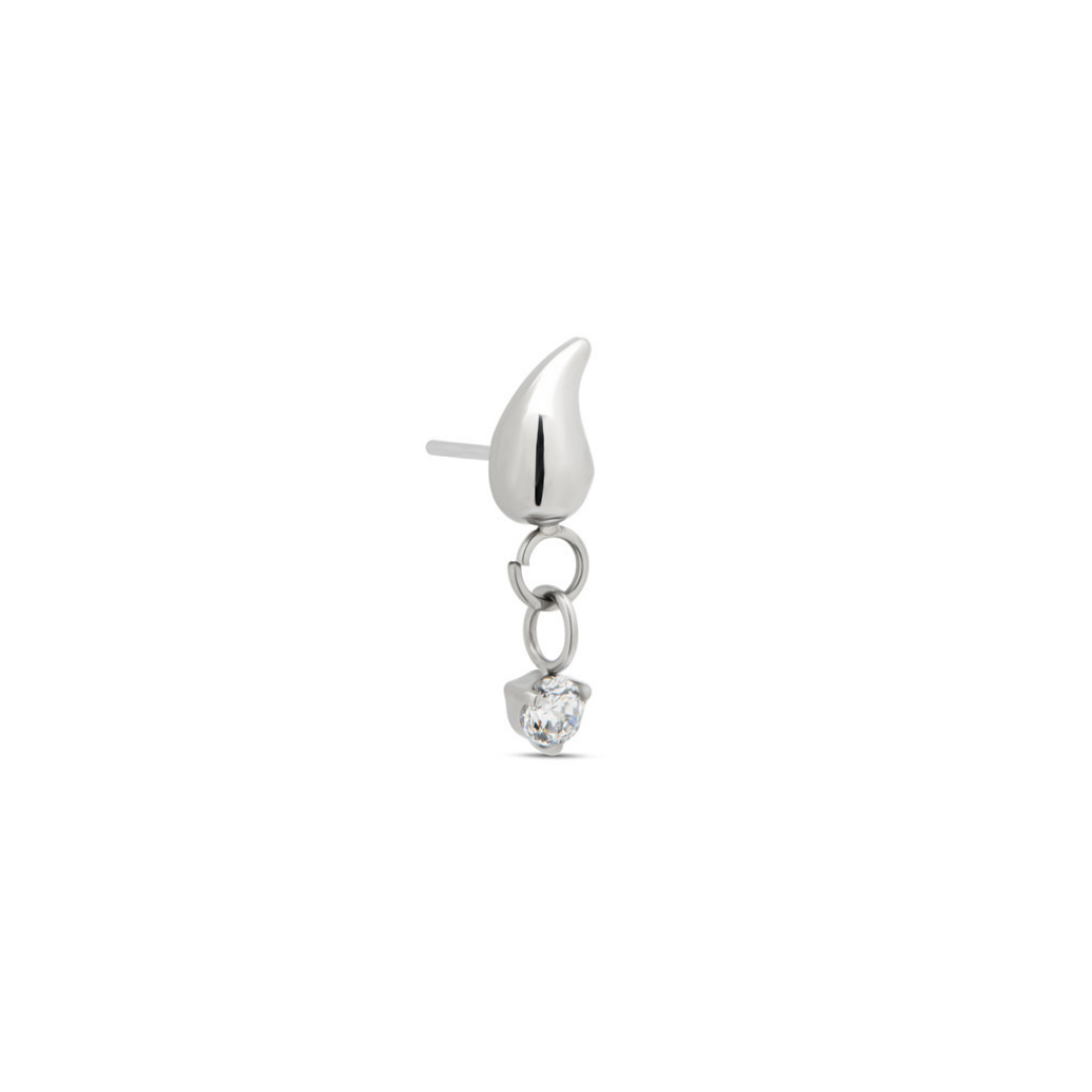 Droplet with dangle CZ Round Stone Flatback