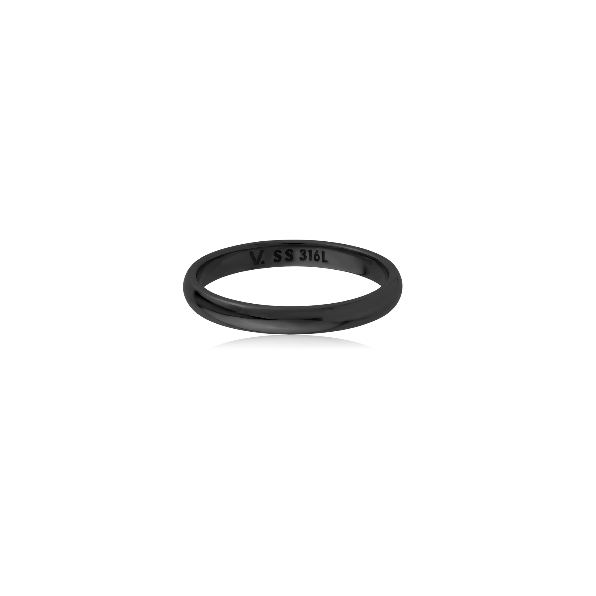 Black Steel Ring - Slim Band