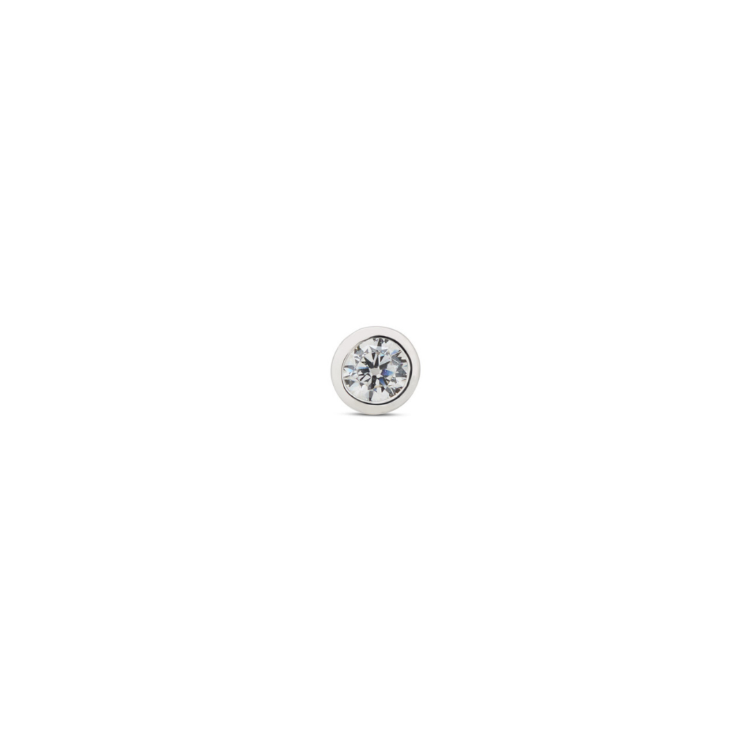 14kt White Gold Flatback - Bezel Round
