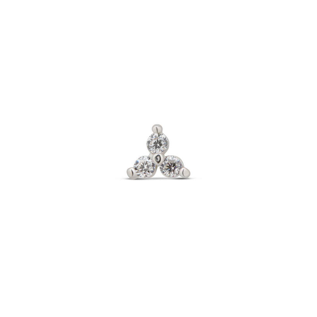 14kt White Gold Flatback - Trio Mini