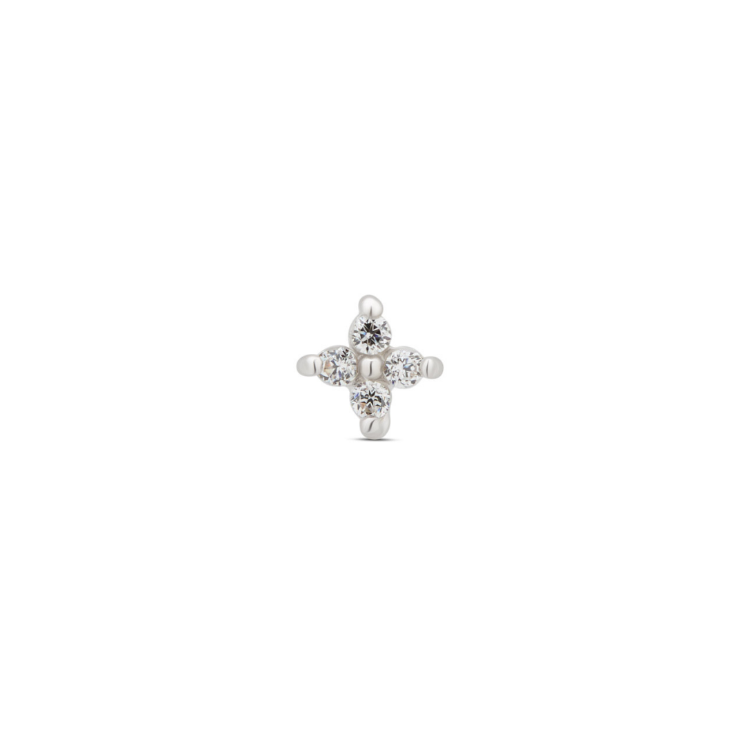 14kt White Gold Flatback - 4 Jewel