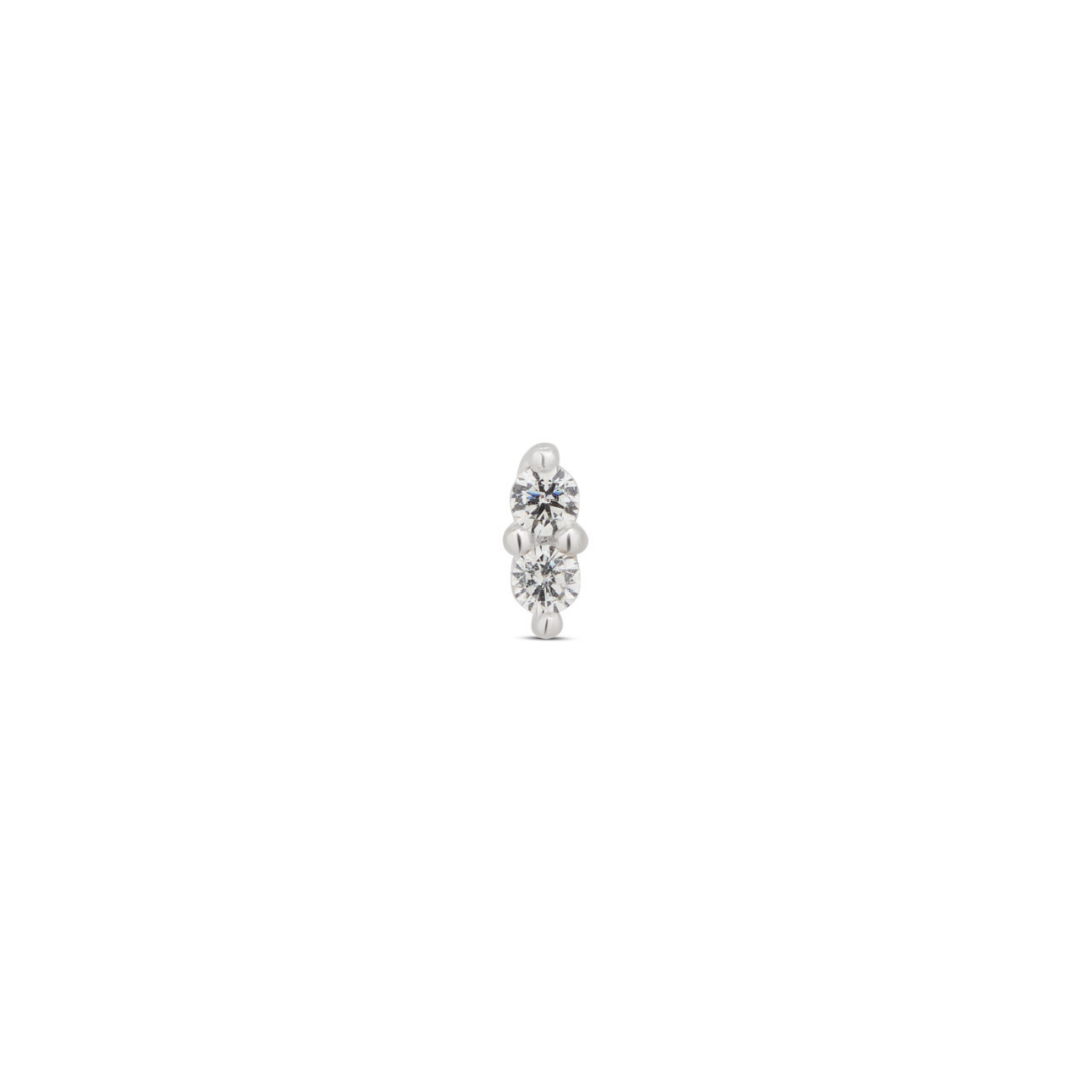 14kt White Gold Flatback - 2 Stone Prong Set
